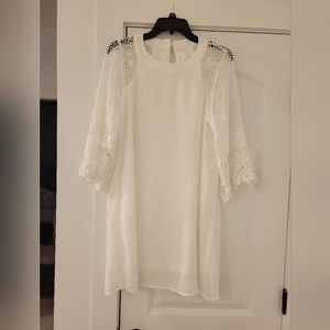 NWOT White Dress with long lace sleeves